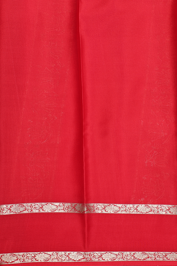 Mysore Silk Saree In Scarlet Red With Ogee Design
