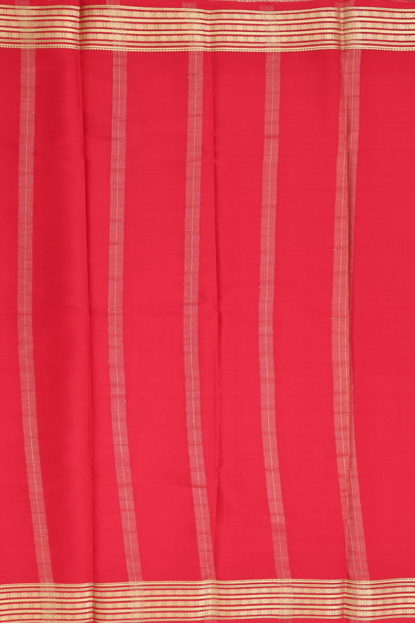Mysore Silk Saree In Scarlet Red With Zari Border