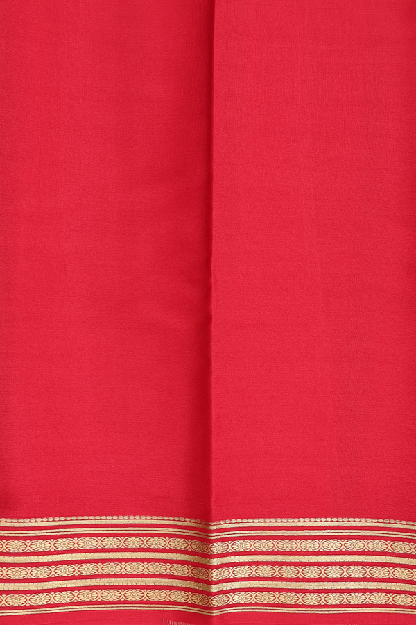 Mysore Silk Saree In Scarlet Red With Zari Border