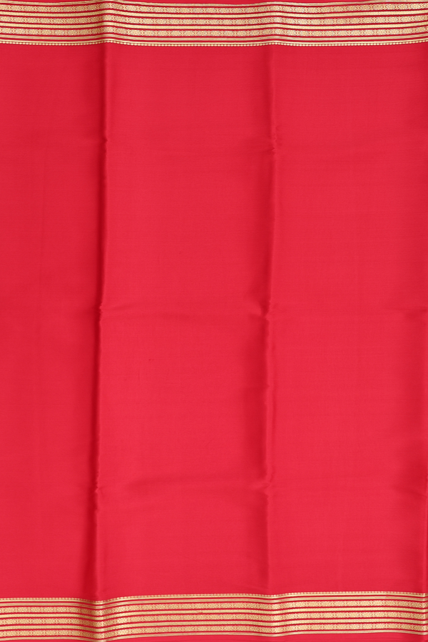 Mysore Silk Saree In Scarlet Red With Zari Border