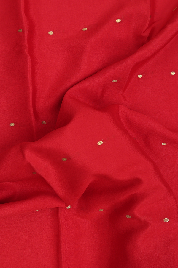 Mysore Silk Saree In Scarlet Red With Zari Buttas