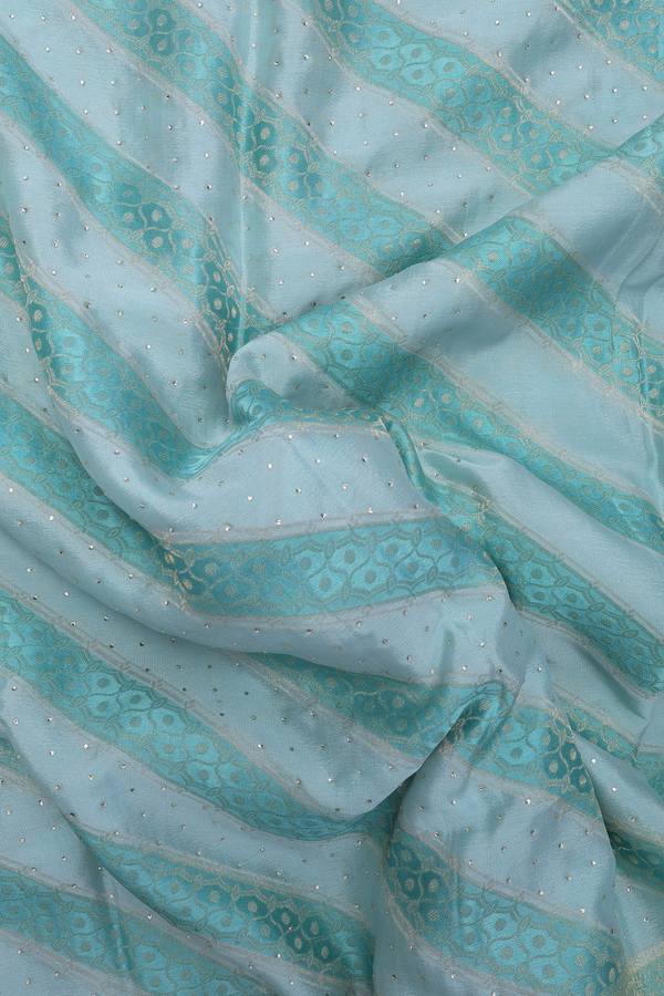 Mysore Silk Saree In Shades Of Blue With Diagonal Design