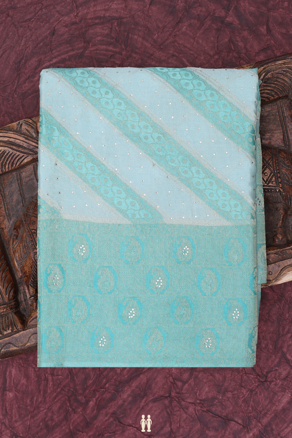 Mysore Silk Saree In Shades Of Blue With Diagonal Design