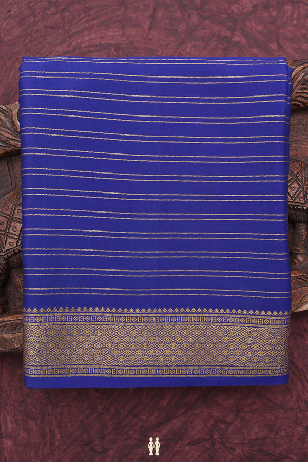 Mysore Silk Saree In Shades Of Blue With Stripes Design