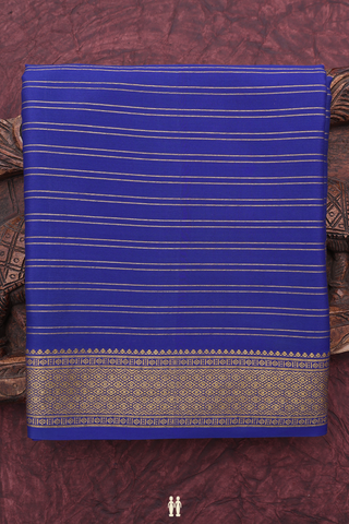 Mysore Silk Saree In Shades Of Blue With Stripes Design