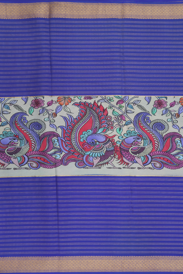 Mysore Silk Saree In Shades Of Blue With Stripes Design