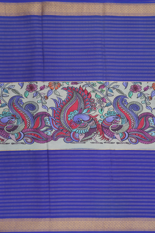 Mysore Silk Saree In Shades Of Blue With Stripes Design