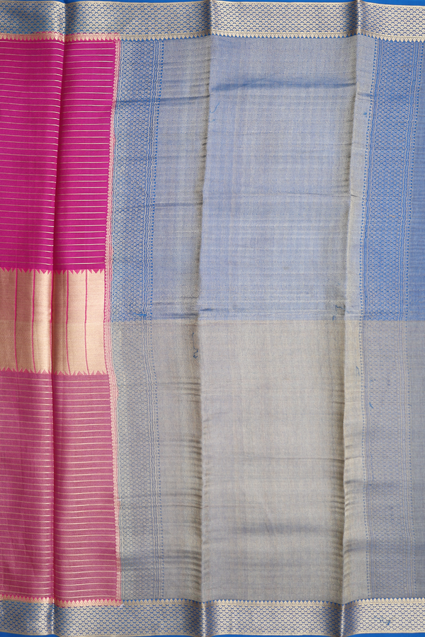 Mysore Silk Saree In Shades Of Pink With Stripes Design