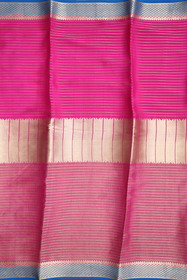 Mysore Silk Saree In Shades Of Pink With Stripes Design