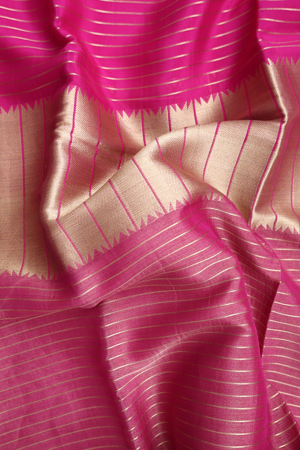 Mysore Silk Saree In Shades Of Pink With Stripes Design