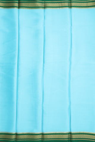 Mysore Silk Saree In Sky Blue With Contrast Border
