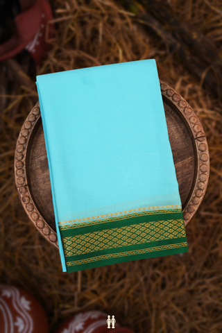 Mysore Silk Saree In Sky Blue With Contrast Border