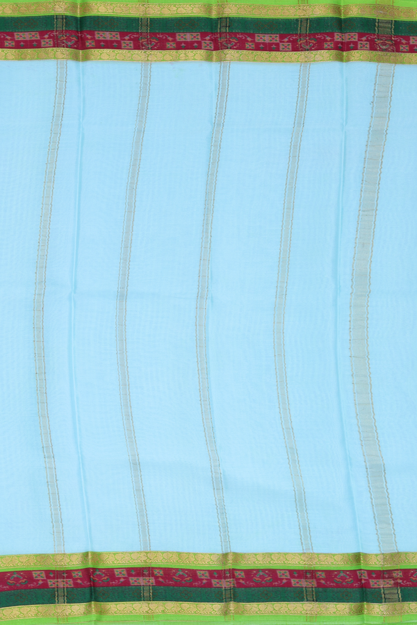 Mysore Silk Saree In Sky Blue With Stripes Design