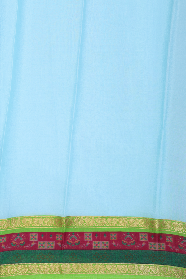 Mysore Silk Saree In Sky Blue With Stripes Design