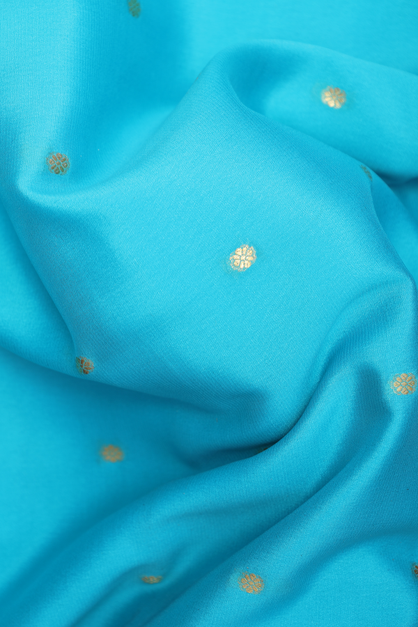 Mysore Silk Saree In Sky Blue With Zari Buttis