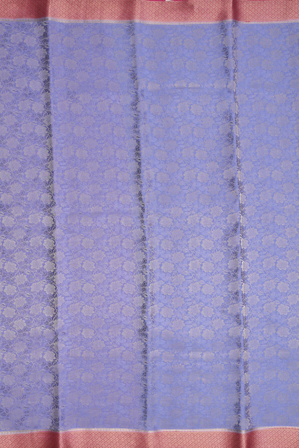 Mysore Silk Saree In Space Blue With Floral Design