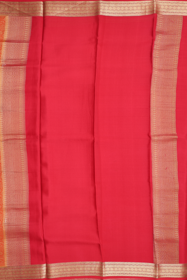 Mysore Silk Saree In Spiced Orange With Brocade Design