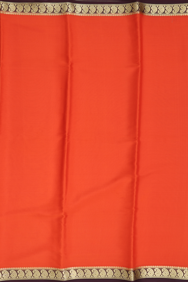 Mysore Silk Saree In Spiced Orange With Contrast Border