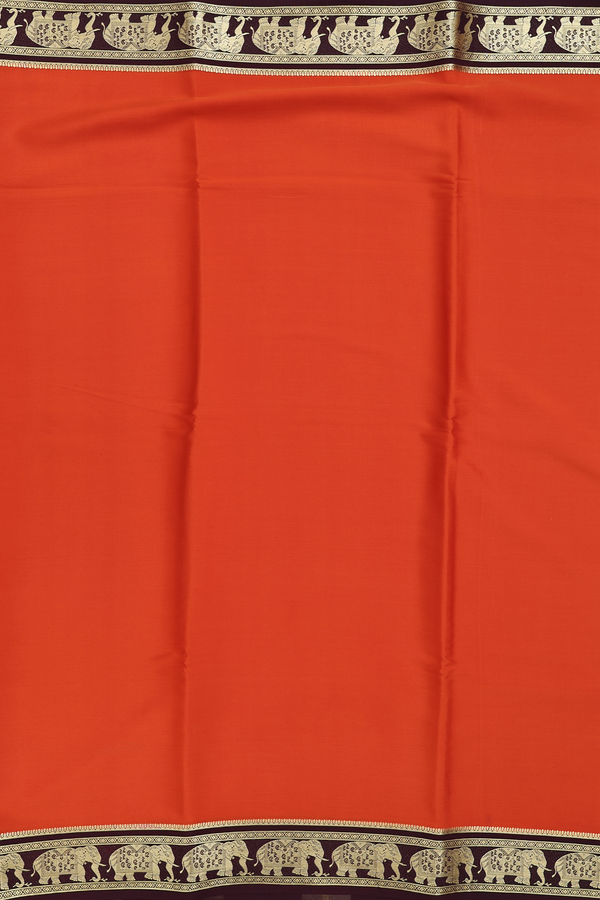 Mysore Silk Saree In Spiced Orange With Contrast Border