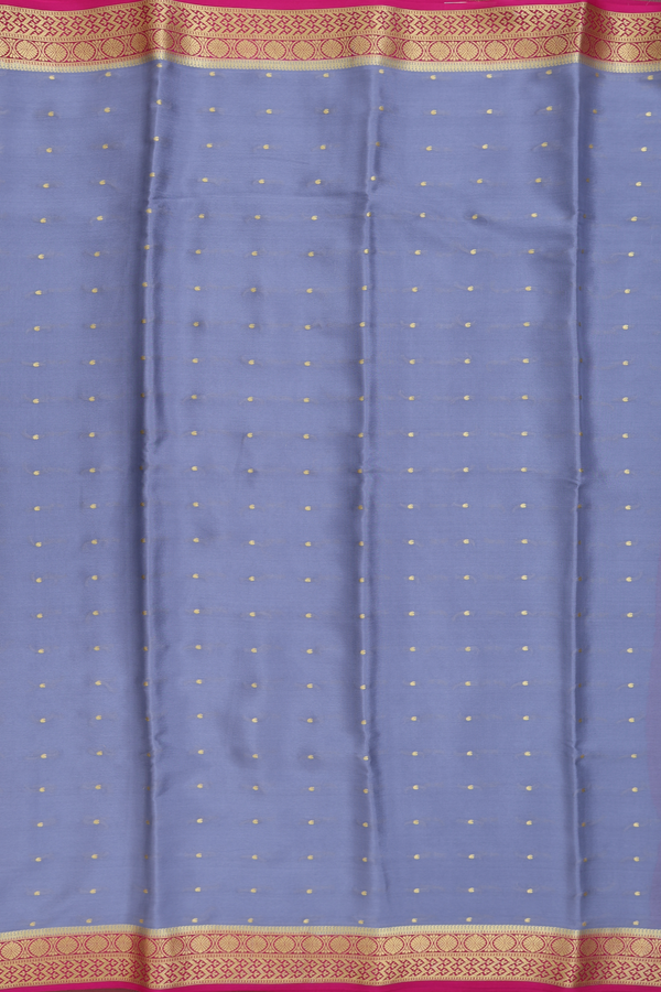 Mysore Silk Saree In Steel Blue With Zari Buttis