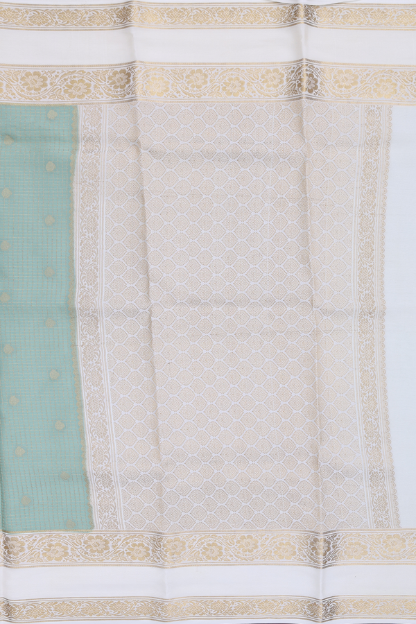 Mysore Silk Saree In Stone Green With Checks Design