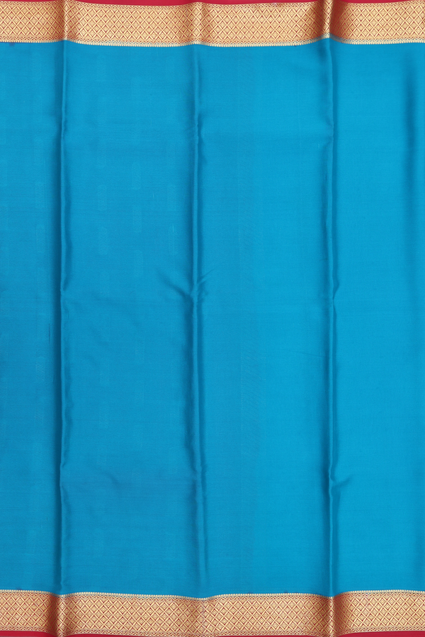 Mysore Silk Saree In Teal Blue With Contrast Border