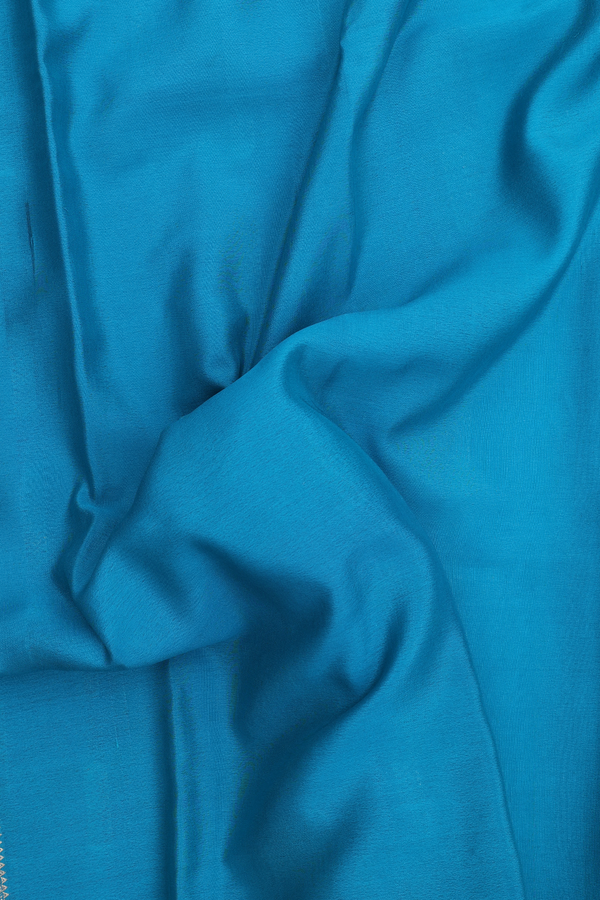 Mysore Silk Saree In Teal Blue With Contrast Border