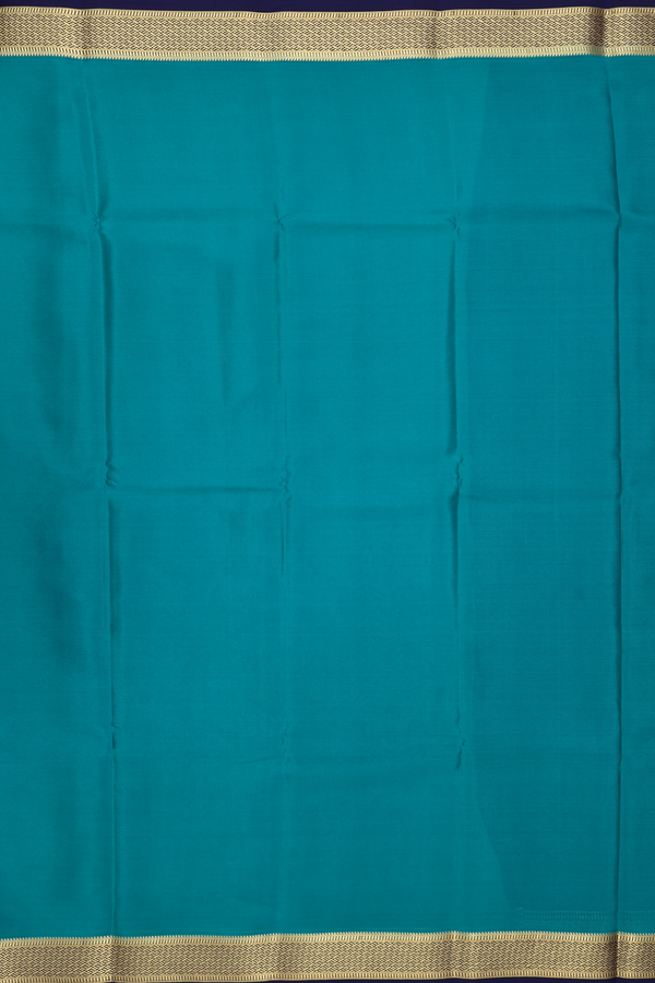 Mysore Silk Saree In Plain Teal Green With Contrast Border
