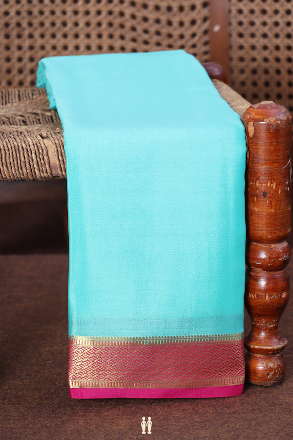 Mysore Silk Saree In Tiffany Blue With Contrast Border