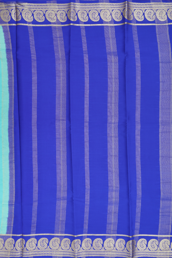 Mysore Silk Saree In Tiffany Blue With Contrast Border