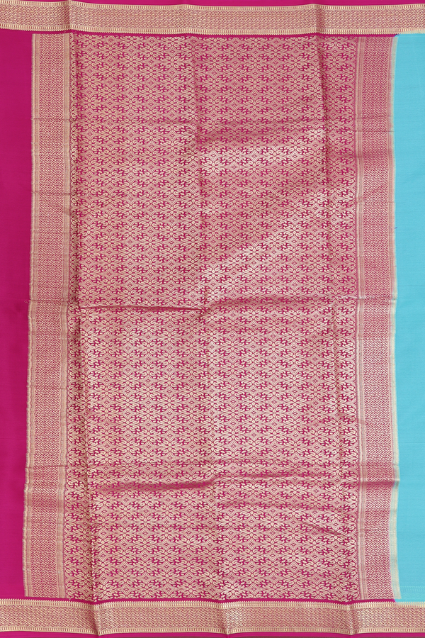 Mysore Silk Saree In Tiffany Blue With Contrast Border