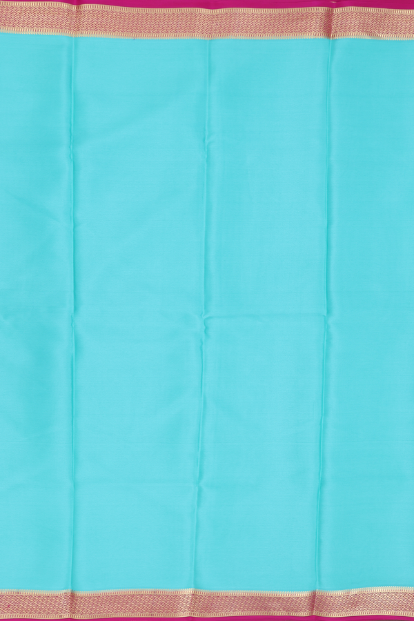 Mysore Silk Saree In Tiffany Blue With Contrast Border