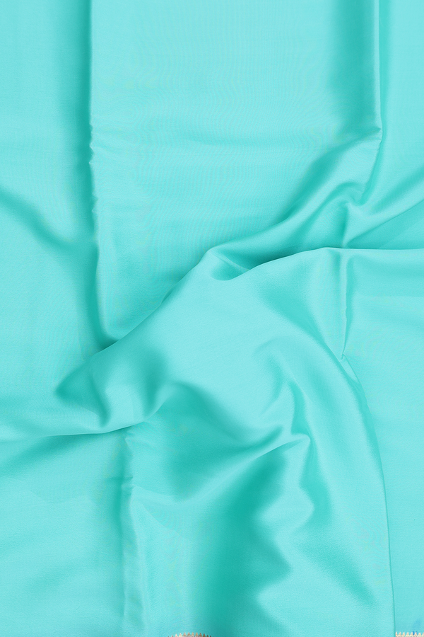 Mysore Silk Saree In Tiffany Blue With Contrast Border