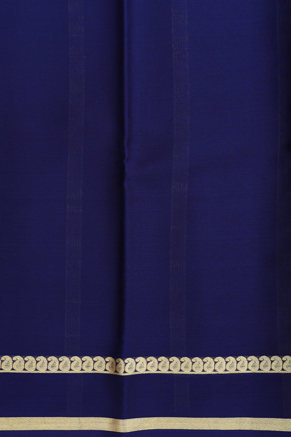 Mysore Silk Saree In Turkish Blue With Paisley Border
