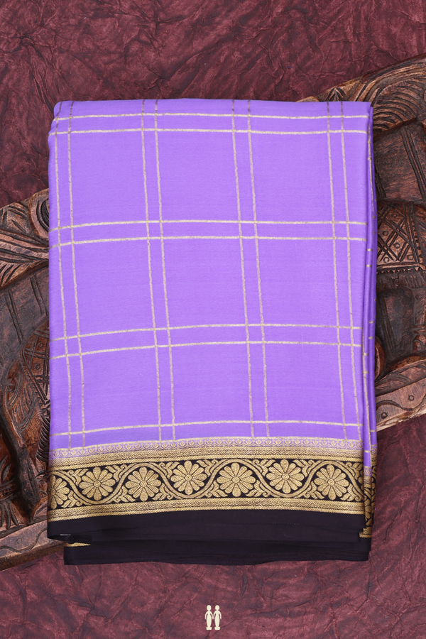Mysore Silk Saree In Violet With Checks Design