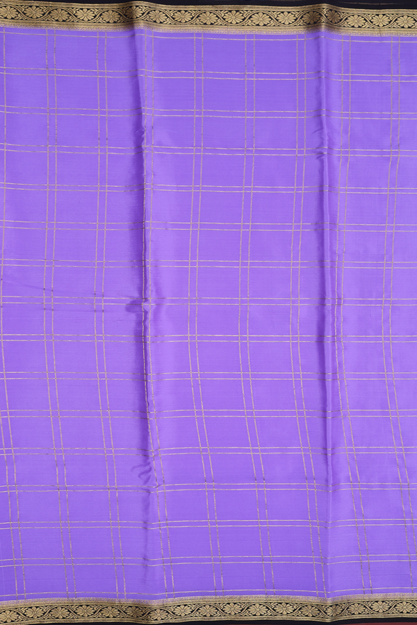 Mysore Silk Saree In Violet With Checks Design