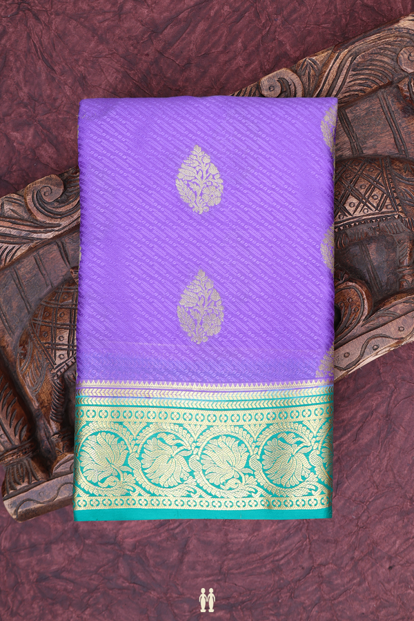 Mysore Silk Saree In Violet With Zari Buttas