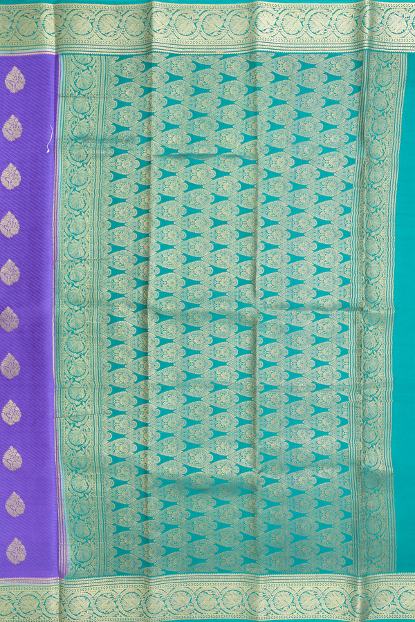 Mysore Silk Saree In Violet With Zari Buttas