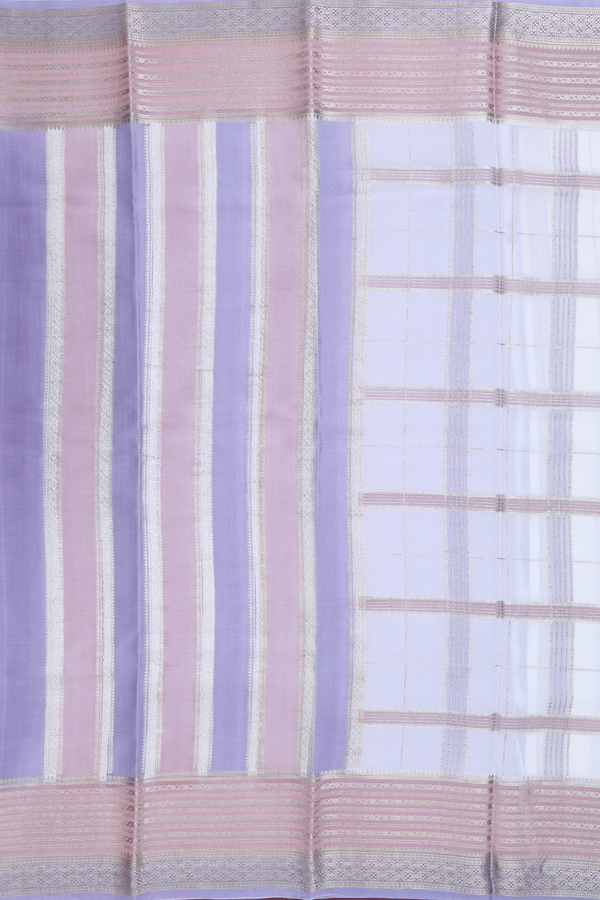 Mysore Silk Saree In White With Checks Design