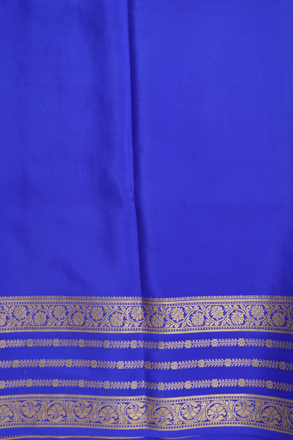 Mysore Silk Saree In White With Zari Buttas