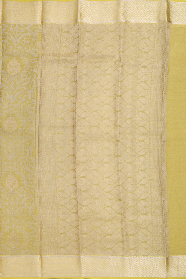 Mysore Silk Saree In Yellow With Brocade Design