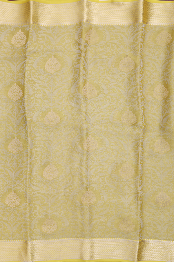 Mysore Silk Saree In Yellow With Brocade Design