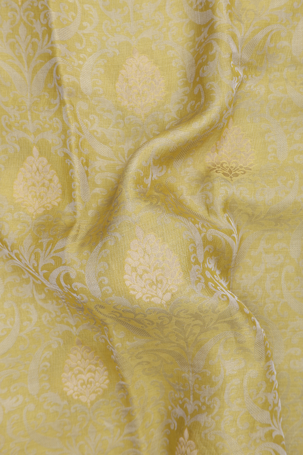 Mysore Silk Saree In Yellow With Brocade Design