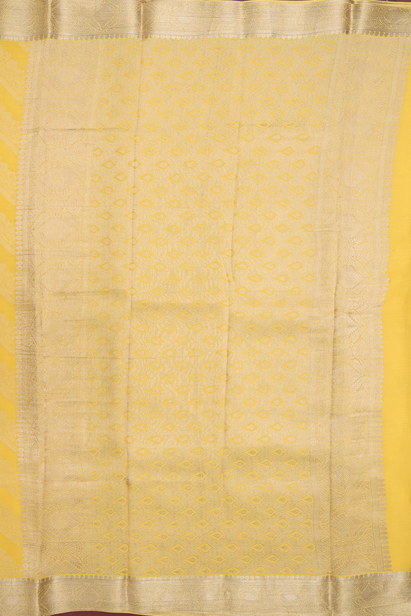 Mysore Silk Saree In Yellow With Chevron Design