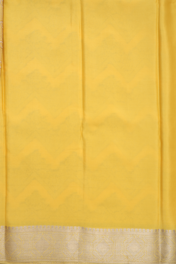 Mysore Silk Saree In Yellow With Chevron Design