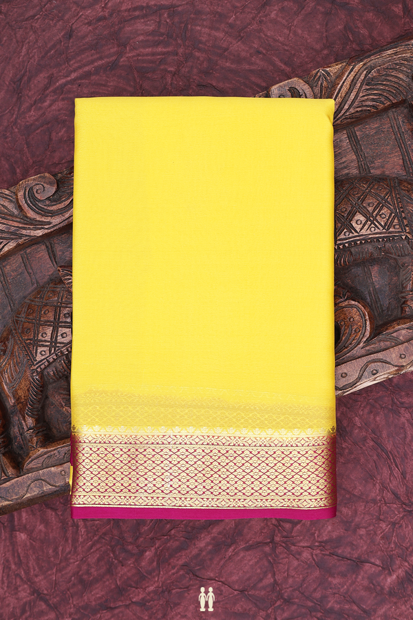 Mysore Silk Saree In Yellow With Contrast Border