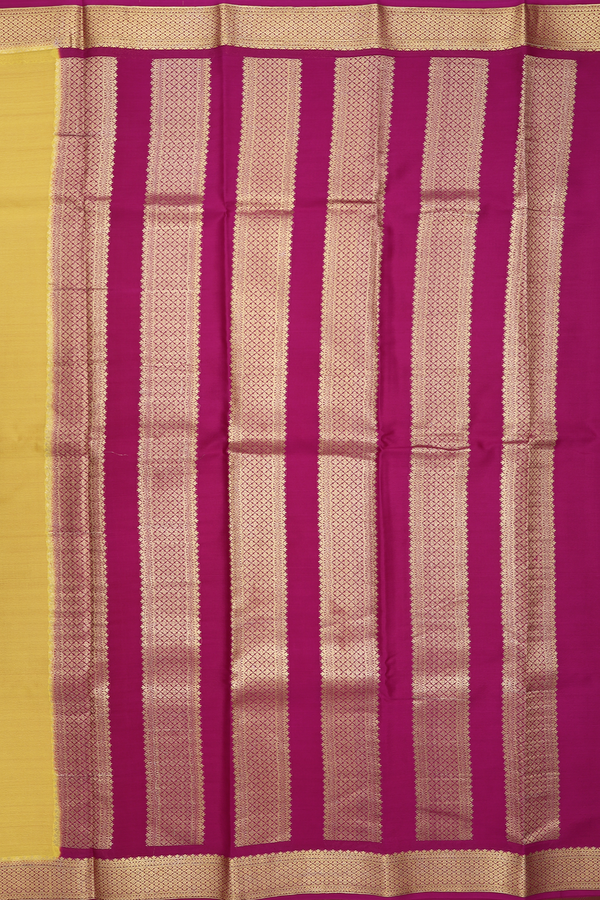 Mysore Silk Saree In Yellow With Contrast Border