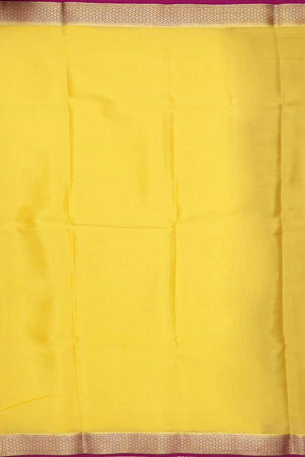 Mysore Silk Saree In Yellow With Contrast Border