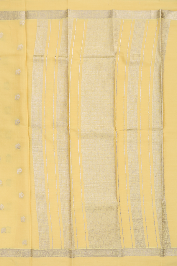 Mysore Silk Saree In Yellow With Elephant Buttas