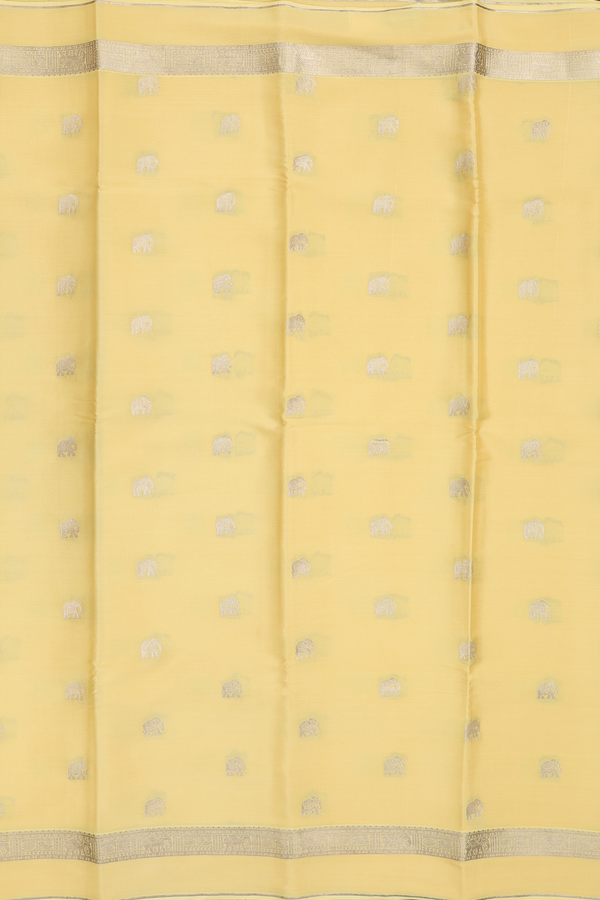 Mysore Silk Saree In Yellow With Elephant Buttas